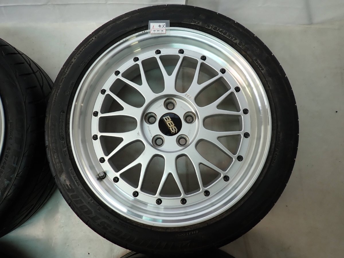 夏4本 会社宛送料無料 215/45R17×7.5J 91W ブリヂストン ポテンザ BS アドレナリン 14年製 BBS LM090 アルミ プリウス インプ 86 NO,F6370_3