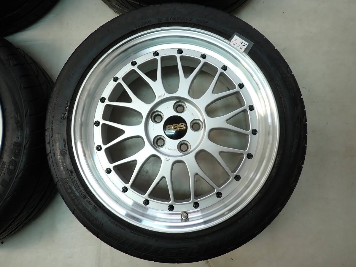 夏4本 会社宛送料無料 215/45R17×7.5J 91W ブリヂストン ポテンザ BS アドレナリン 14年製 BBS LM090 アルミ プリウス インプ 86 NO,F6370_5