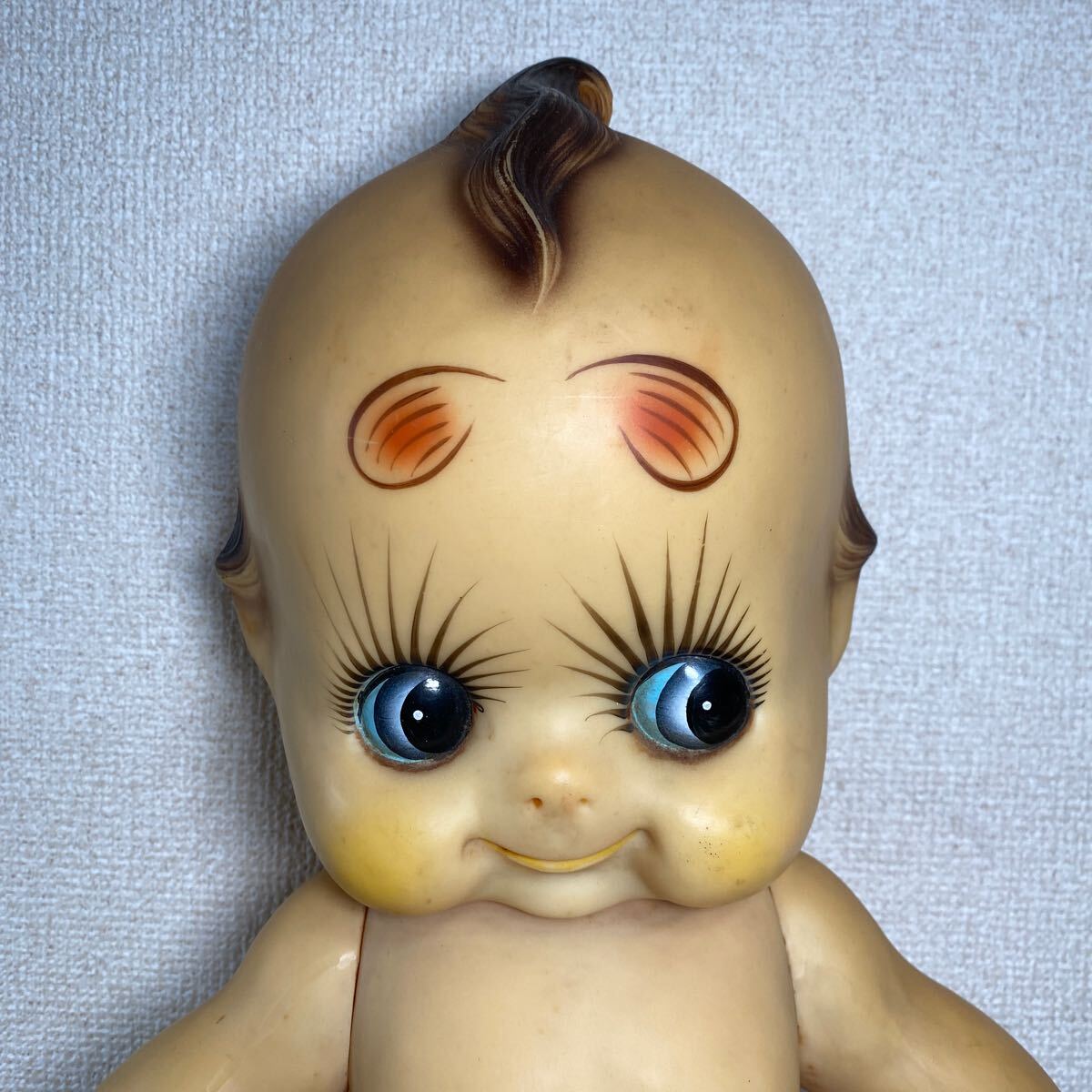 b*☆中古品 特大キューピー人形 約50cm ソフト 緑の羽根 昭和レトロ