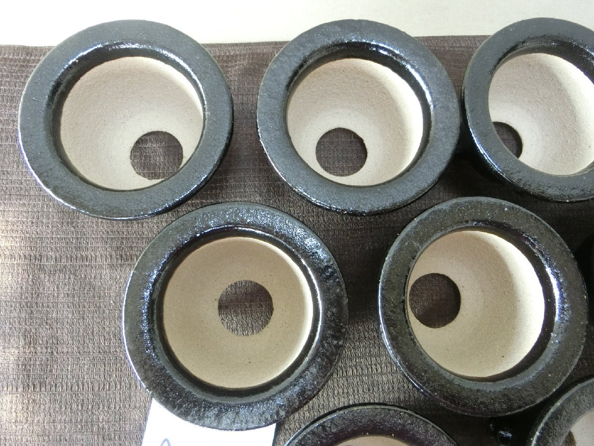 植替時期！【蘭鉢 ラン鉢　10ケ　未使用黒釉・A2・植木鉢　盆栽鉢　足付】◆薩摩　信楽　豆鉢　ミニ鉢 山野草　長期保管品※円安！買い得_3