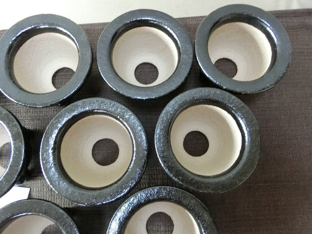 植替時期！【蘭鉢 ラン鉢　10ケ　未使用黒釉・A2・植木鉢　盆栽鉢　足付】◆薩摩　信楽　豆鉢　ミニ鉢 山野草　長期保管品※円安！買い得_4