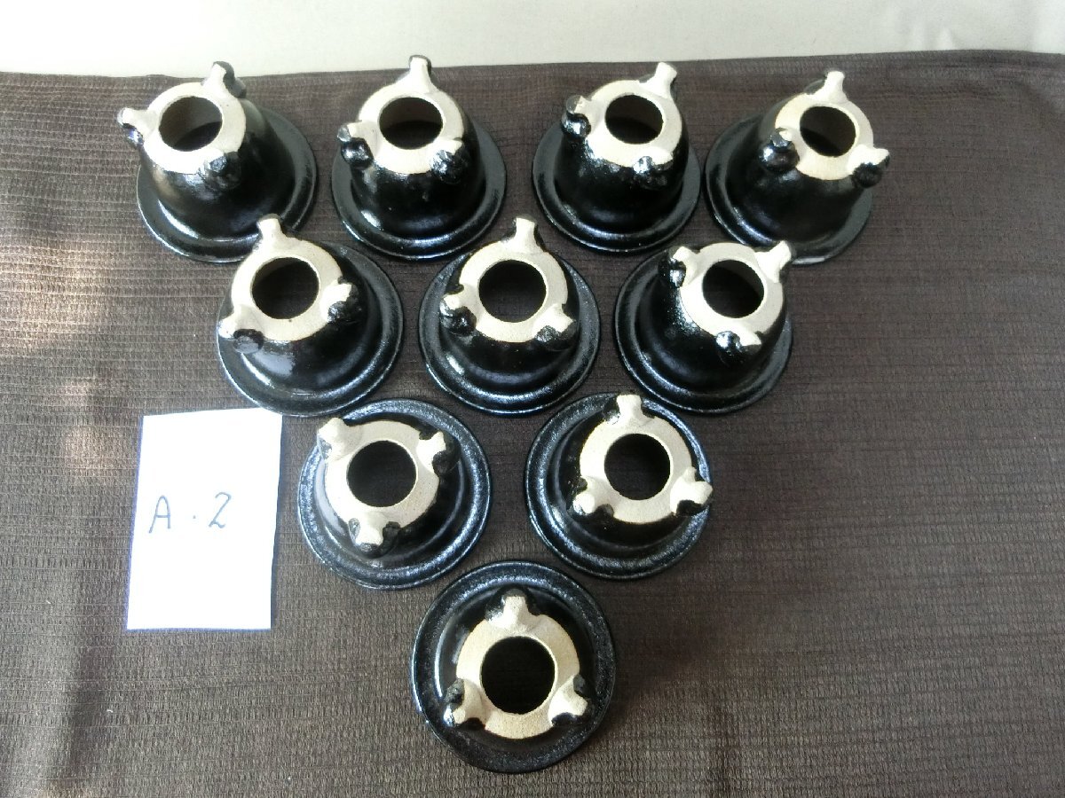 植替時期！【蘭鉢 ラン鉢　10ケ　未使用黒釉・A2・植木鉢　盆栽鉢　足付】◆薩摩　信楽　豆鉢　ミニ鉢 山野草　長期保管品※円安！買い得_6