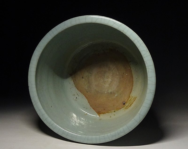 緑屋i□ 中国古玩 龍泉窯 青磁 大香炉 幅約25cm 箱付 時代物 唐物 i9