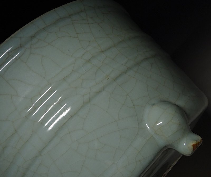 緑屋i□ 中国古玩 龍泉窯 青磁 大香炉 幅約25cm 箱付 時代物 唐物 i9