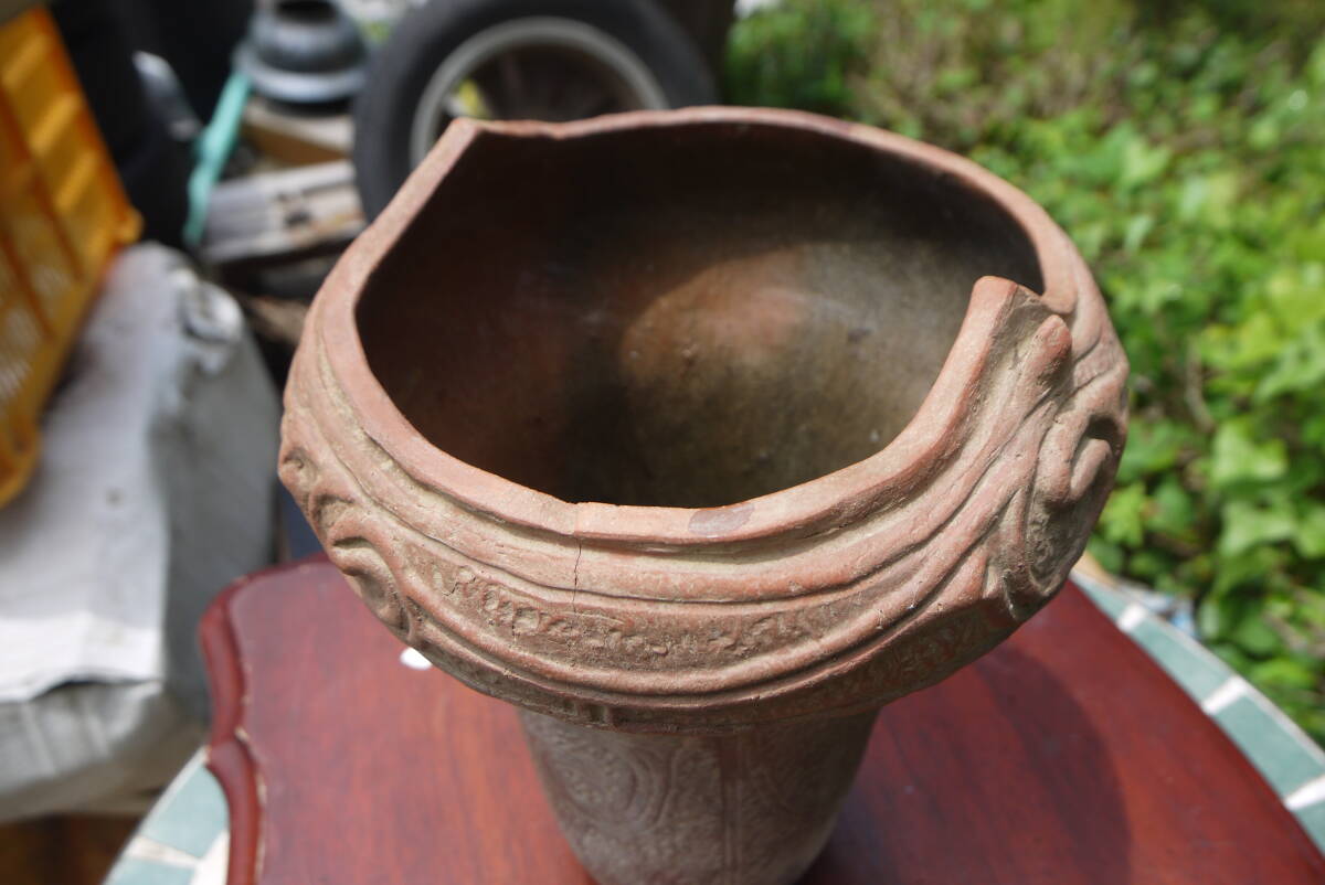 ☆【YO50625】縄文火焔土器風 花瓶 花器 フラワーベース インテリア
