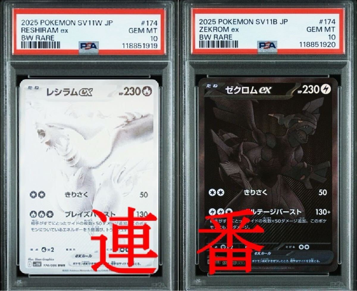 連番 ゼクロム レシラム BWR PSA10 ブラックボルト ホワイトフレア ポケモンカードゲーム PSA10 連番 レシラム+ゼクロム BWR SAR ブラック