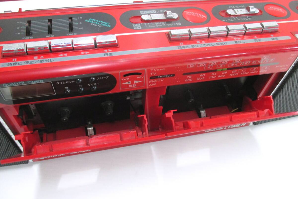 HITACHI 日立 TRK-W203 オートリバース ダブルラジカセ 赤 レッド