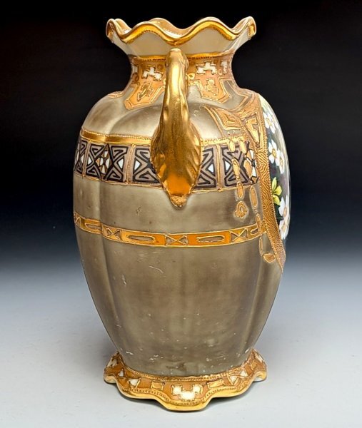 美品　ビンテージ　オールドノリタケ　則武　花瓶 1911年～1921年 オールドノリタケ 金盛 山桜図紋 両耳花瓶