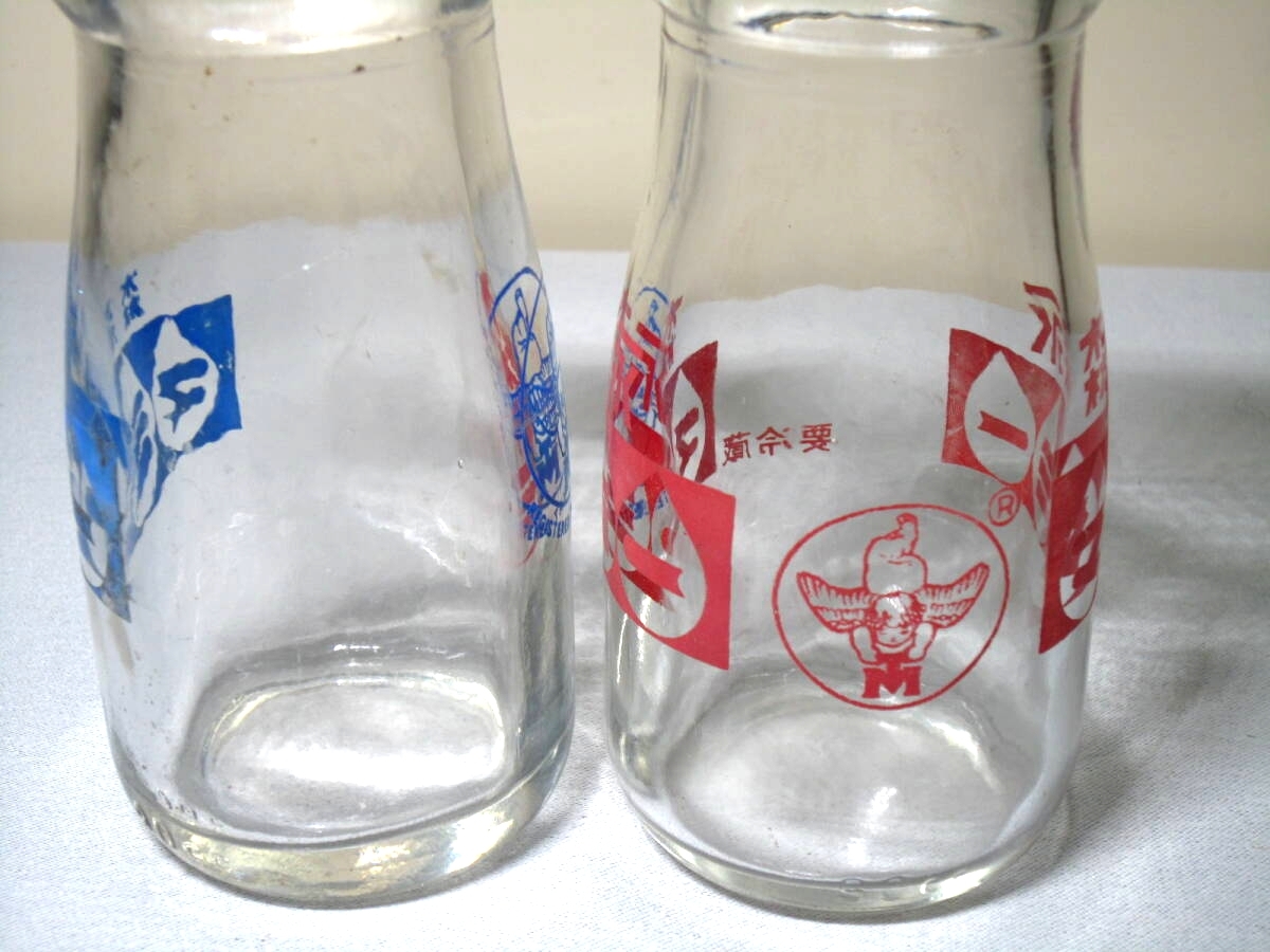 森永マミー 空瓶 赤と青のセット 昭和レトロ ガラス瓶(ドリンク)｜売買