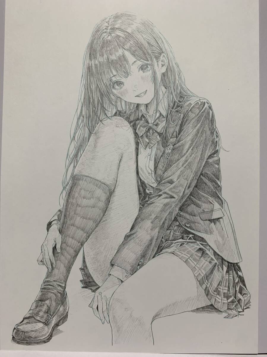 手描きオリジナルイラスト アニメ 創作 キャラクター ハイソックス