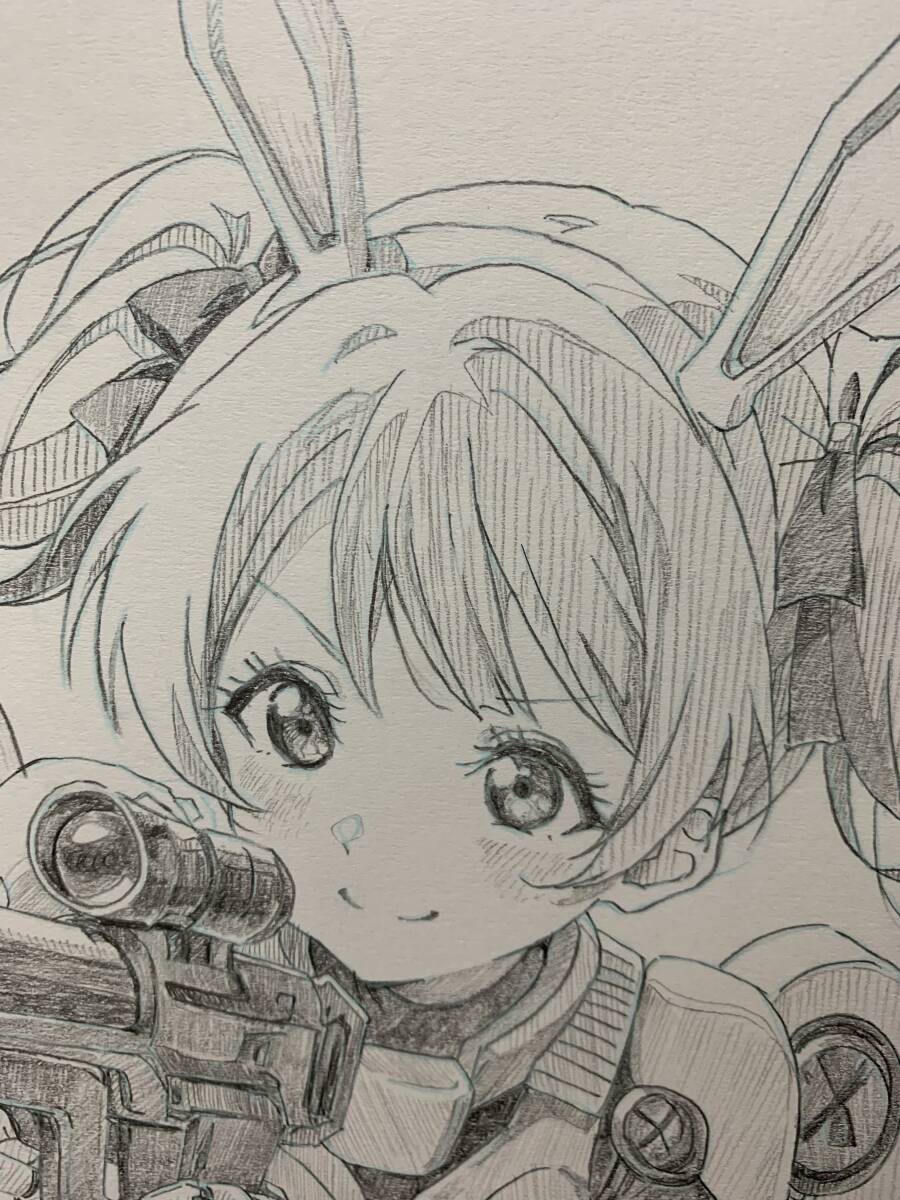 手描きオリジナルイラスト アニメ 創作 キャラクター メカ 鉛筆描き