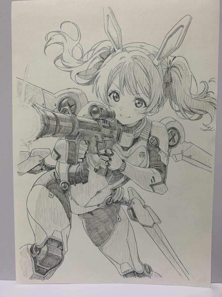 手描きオリジナルイラスト アニメ 創作 キャラクター メカ 鉛筆描き