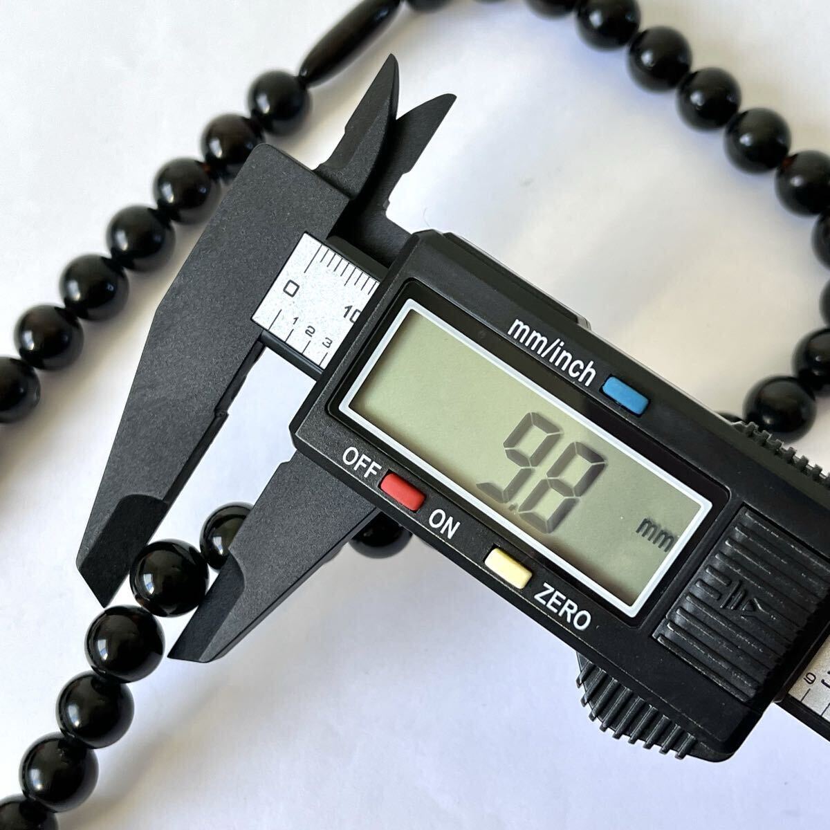 希少◇黒鼈甲 黒甲 丸玉 ネックレス べっ甲 9.8mm珠 本鼈甲 ブラック