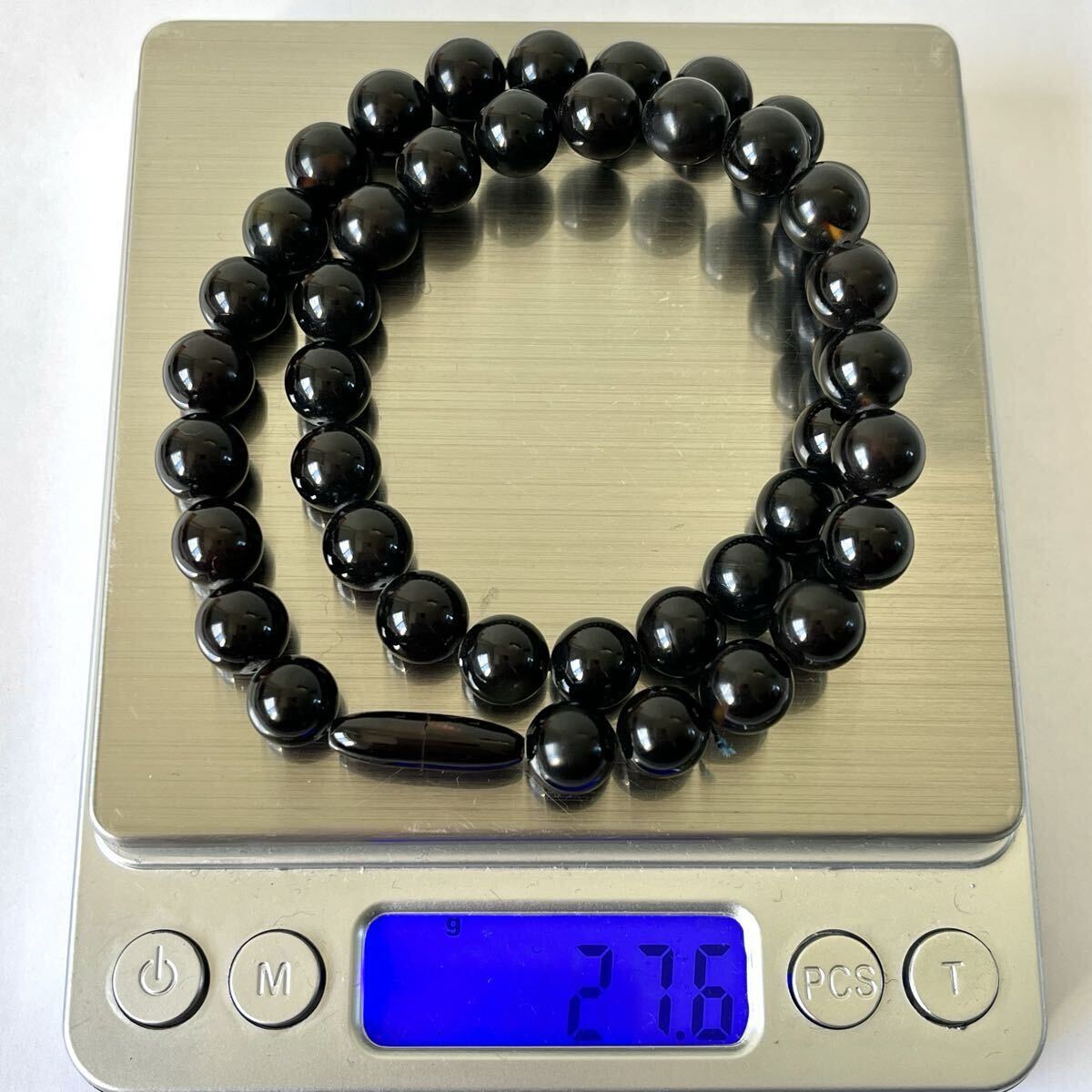 希少◇黒鼈甲 黒甲 丸玉 ネックレス べっ甲 9.8mm珠 本鼈甲 ブラック