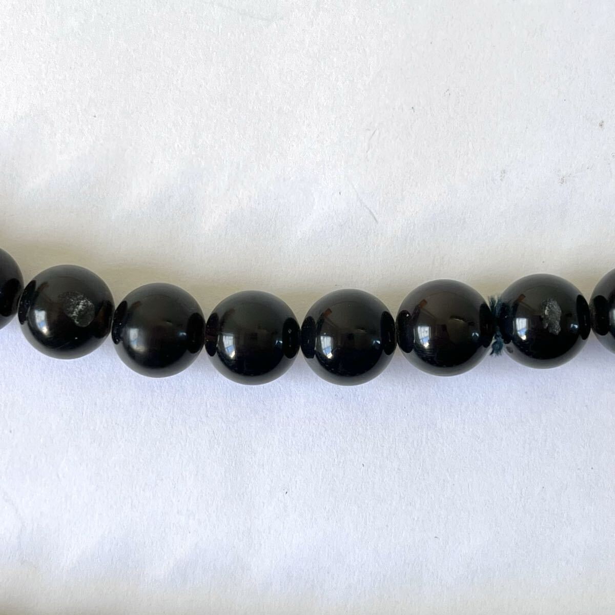 希少◇黒鼈甲 黒甲 丸玉 ネックレス べっ甲 9.8mm珠 本鼈甲 ブラック