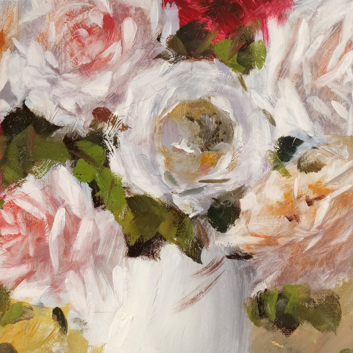 真作】『石井研一 薔薇』 額装 花の絵 バラ インテリアアート 油絵