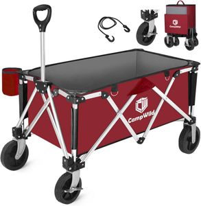 折り畳み式キャンプカートブレーキ付き ワンタッチ収束式 自立収納 静音 BBQ/砂浜/釣り/