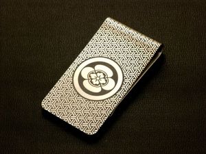  丸に木瓜 まるにもっこう 家紋入り マネークリップ money clip 丸に横木瓜 よこもっこ戦