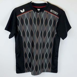 【中古】バタフライ ゲームシャツ 半袖 JTTA公認ワッペン付 ユニフォーム M ブラック/グ