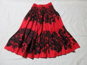 B-287★フラダンス♪レッド系/ハワイアン/パウスカート/5本ゴム/丈約67㎝★