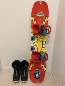 ☆SALOMON(サロモン)100cm スノーボード スポンジボブ ブーツ(K2 MINITURBO)17.5cmセット