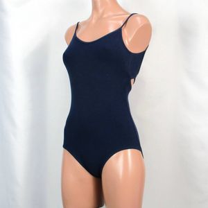 F1440★カぺジオ ネイビー 無地 レオタード バレエ 衣装 コットン レディースS 女子 シン