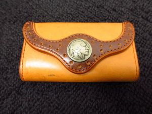 t5935　KC'S　キーケース　本革　レザー　５セントコンチョ　ブラウン系　ケーシーズ