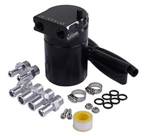 オイル キャッチ タンク 黒色 円柱型 アルミ製 自動車 オートバイ 汎用 車用 バイク用 軽