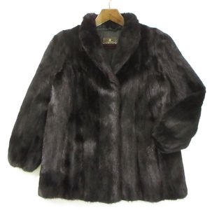 r8f020408★毛並み綺麗 ROTINY 銀サガ SAGA MINK ブラックミンク コート 着丈70cm 9号