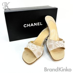 シャネル ニュートラベルライン オープントゥ ミュール A22200 サイズ表記：38 レディー