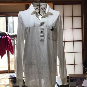 ブラック&ホワイト 長袖ポロシャツ 白 ホワイト 白シャツ L