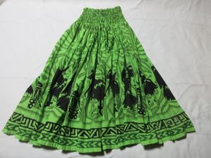 B-502★フラダンス♪グリーン系/ハワイアン/パウスカート/4本ゴム/丈約84㎝★