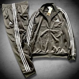 ☆193新品【メンズM】グレー 秋冬 adidas アディダス 上下セット トリコット 裏起毛 ジャ