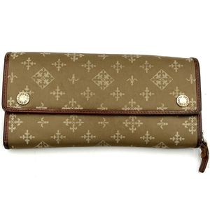 美品 【 russet 長財布 】 N562 財布 ベージュ ナイロン レザー ラシット モノグラム ブ