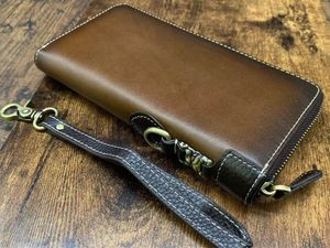 1円 高級本革 イタリアンレザー 長財布 ラウンドファスナー メンズ 牛革 新品 未使用 カ