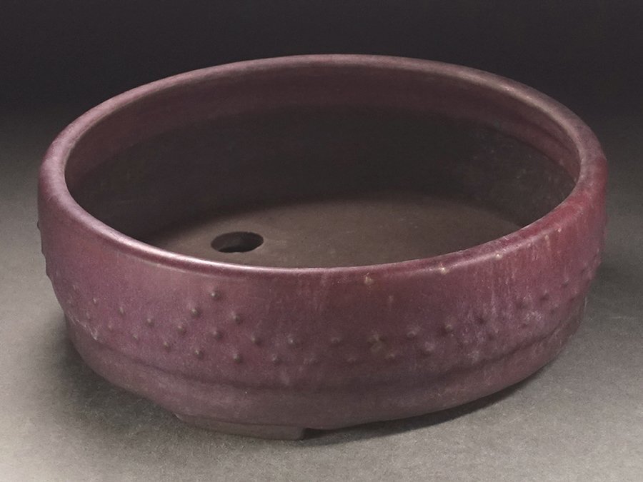 ∇花∇【陶翠造記】款 植松陶翠作か 均釉擂座丸形鉢 直径21.3cm 小品