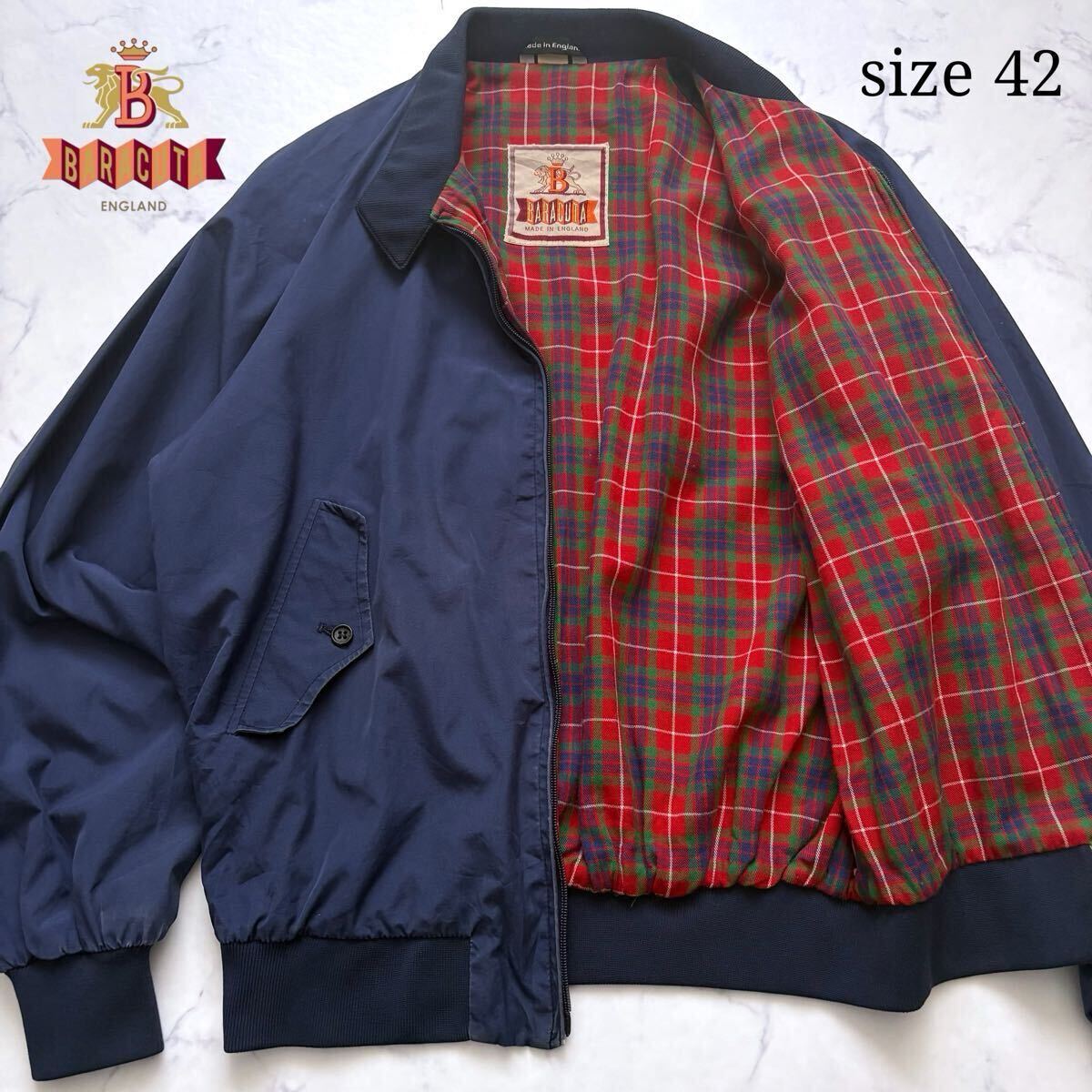 貴重42 XL バラクータ 90s 英国製 ハリントンジャケット G9 ネイビー