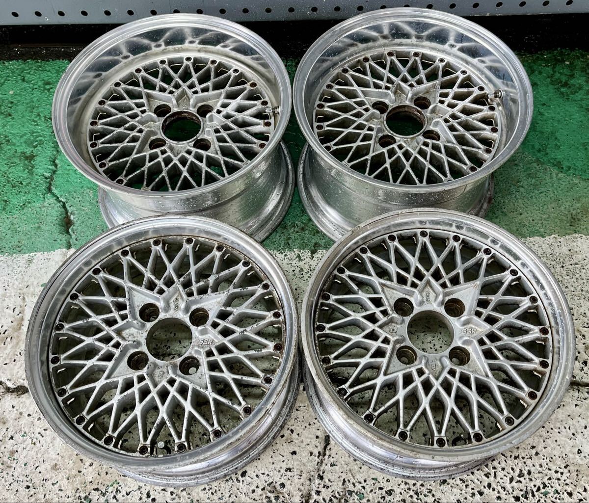 当時物 SSR メッシュ 15インチ 4本 PCD114.3 4穴 7J+25 / 8.5J+20