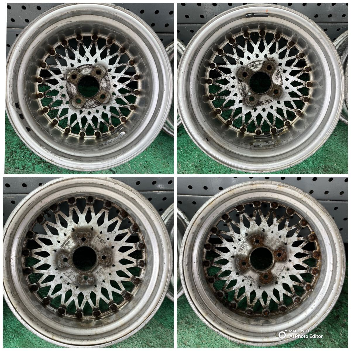 当時物 SSR メッシュ 15インチ 4本 PCD114.3 4穴 7J+25 / 8.5J+20