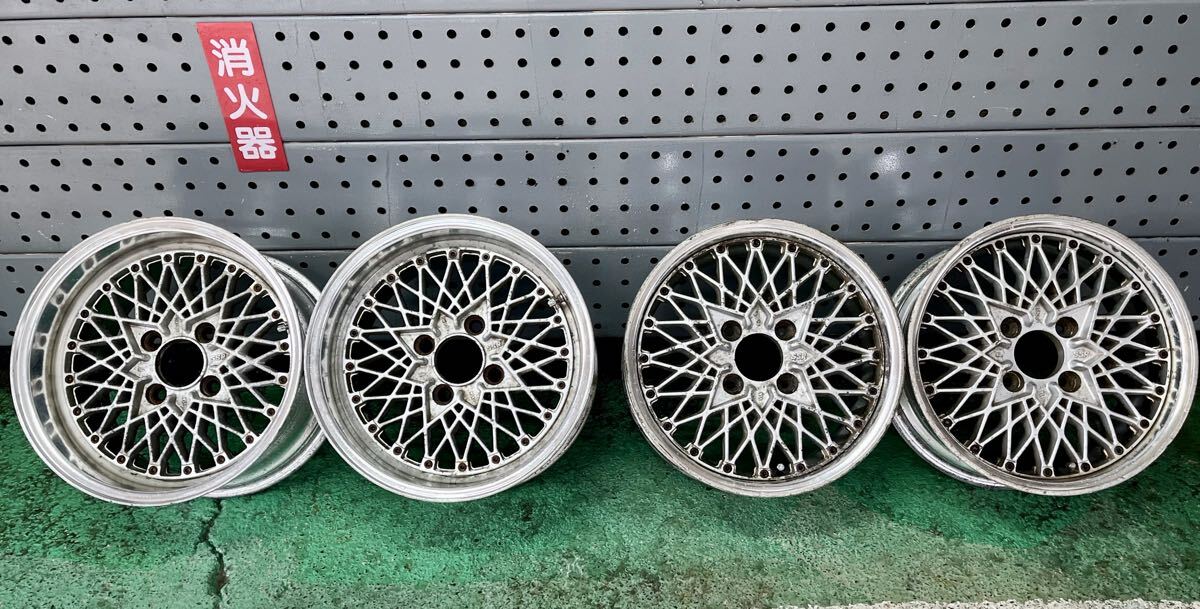 当時物 SSR メッシュ 15インチ 4本 PCD114.3 4穴 7J+25 / 8.5J+20