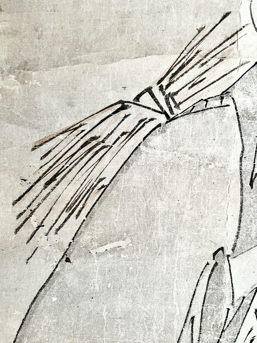 真作】【S8】円山応挙「老父之図」紙本 肉筆 合箱 初期号 夏雲 人物画