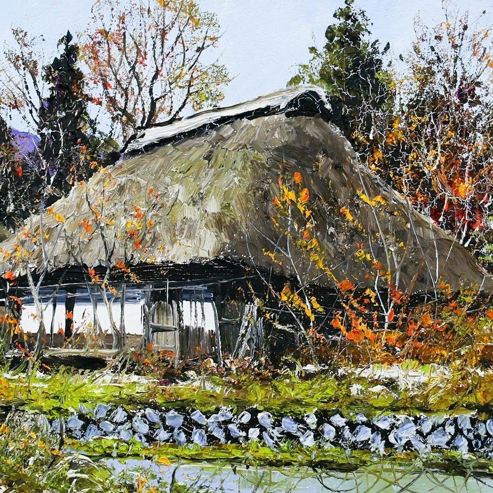 真作】【WISH】尾身周三「秋の秩父路」油彩 4号 ◇秋彩に包まれた