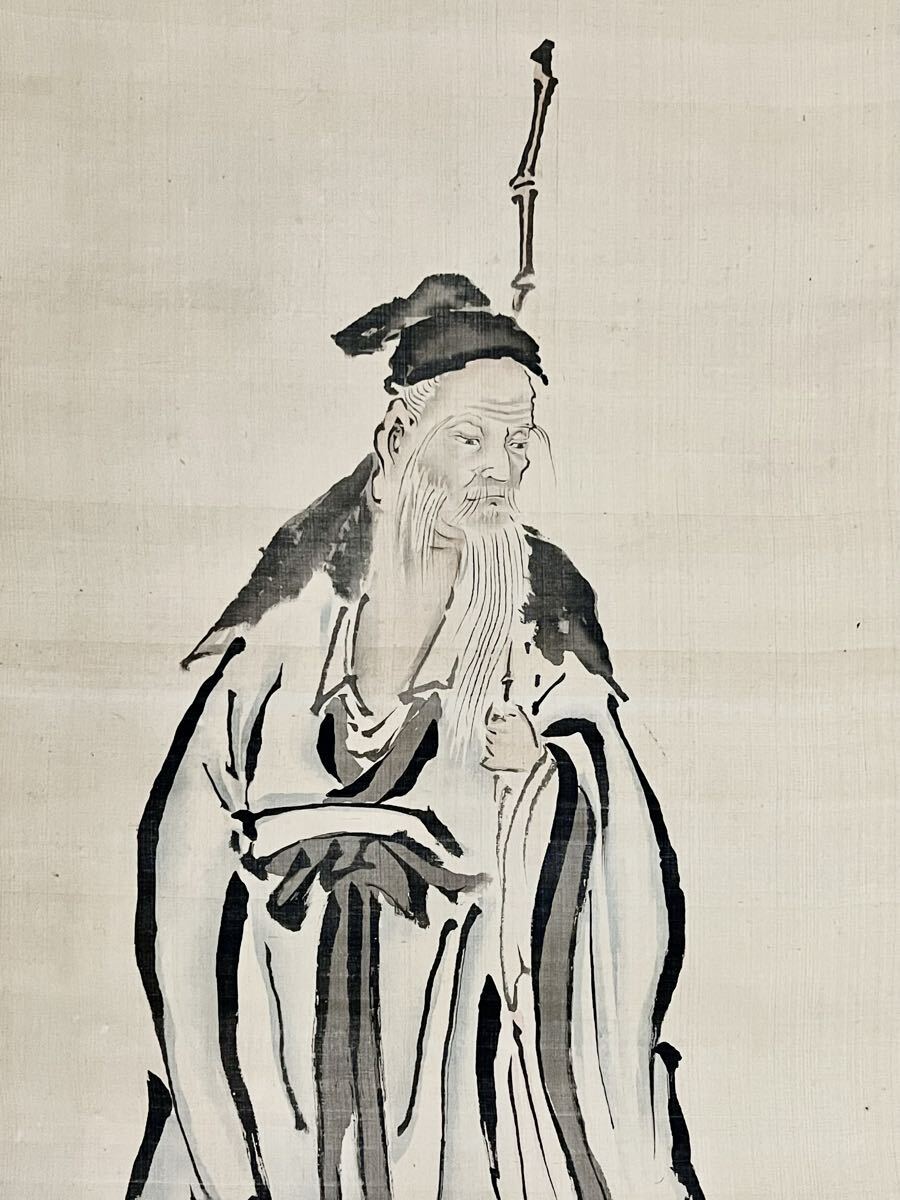 真作】【仙】狩野常信「寿老人」絹本 肉筆 合箱 仏画 仏教美術 鳥獣 亀