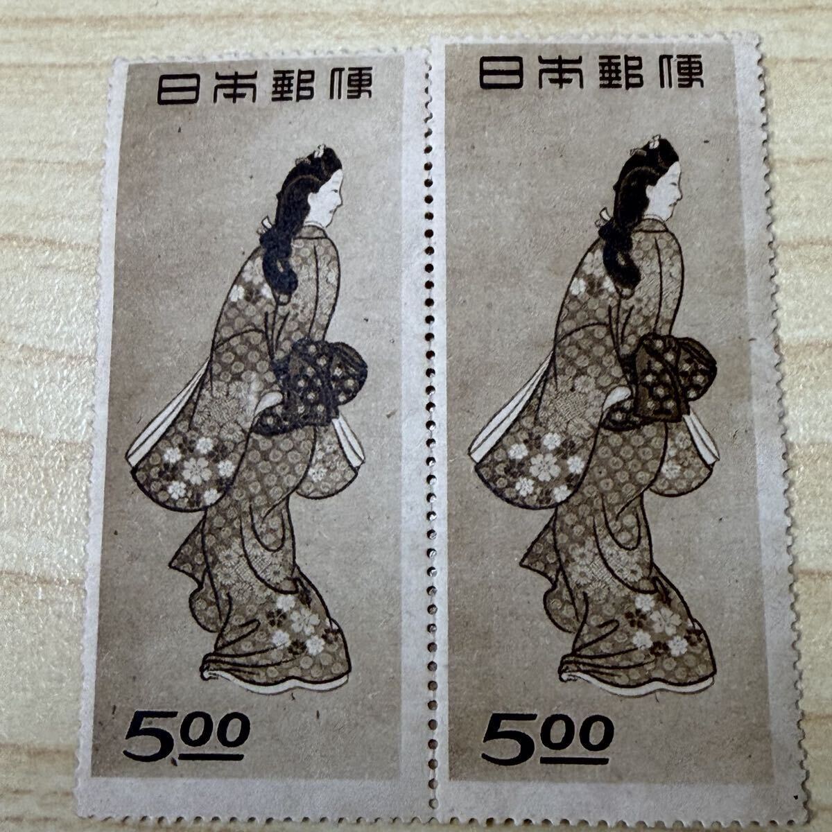 現品限り】 「見返り美人」 2枚組 切手趣味週間 5円切手 昭和23年