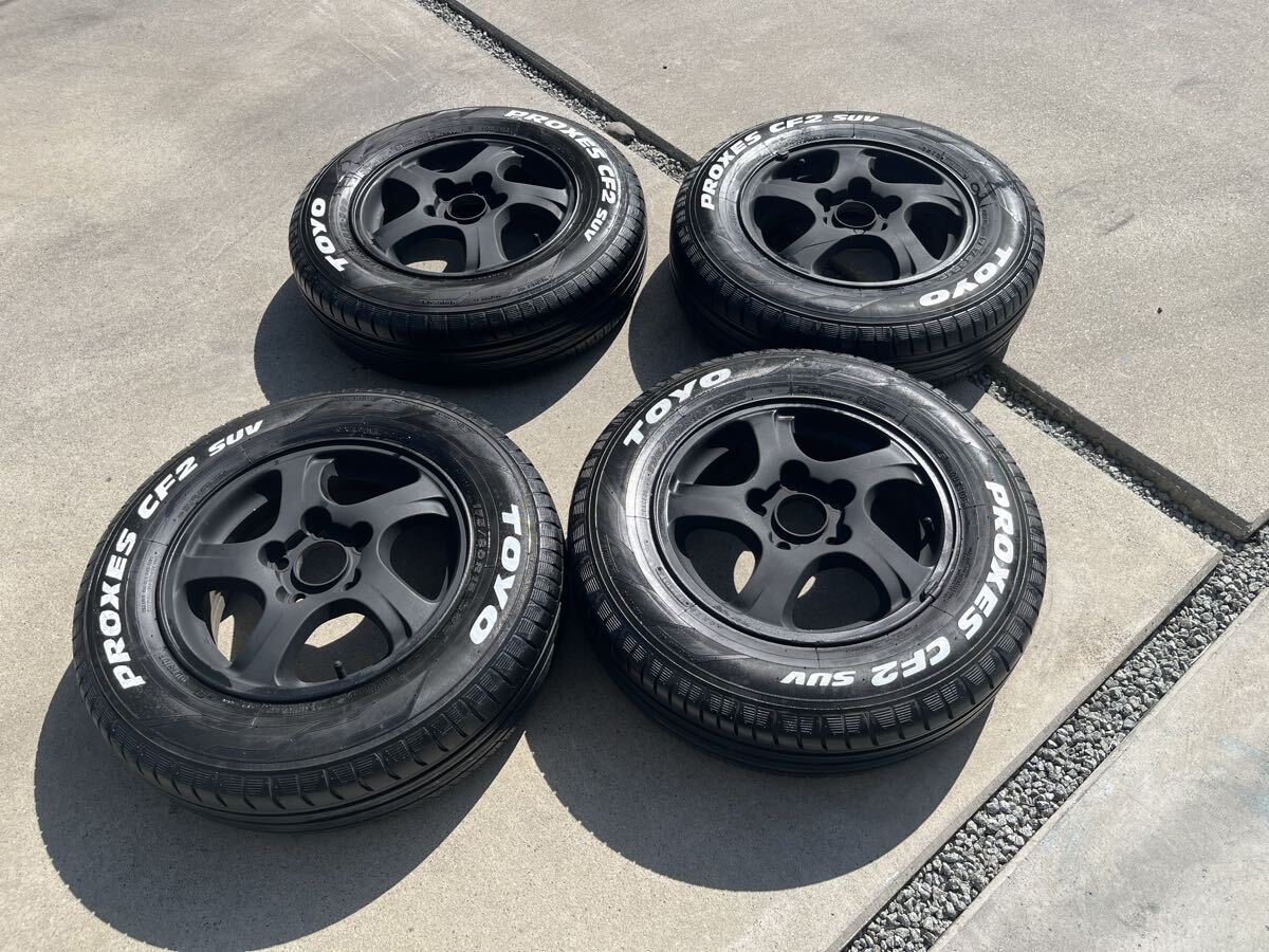 175/80R15 タイヤホイール パジェロミニ マットブラック塗装 ホワイト