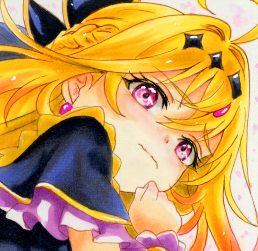 ☆手描きイラスト アナログ原画☆中色紙（約18×21cm) 透明水彩