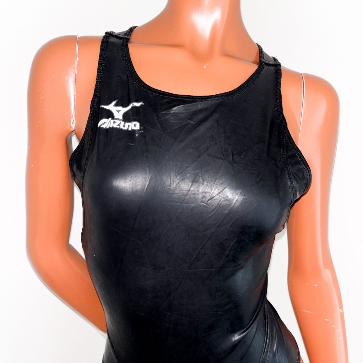 ミズノ女子水球水着(XL) 黒 X 黒 ウォーターポロ 2ミズノ水球女子競泳水着O☆ウォーターポロ☆大きいサイズ☆ラバー地