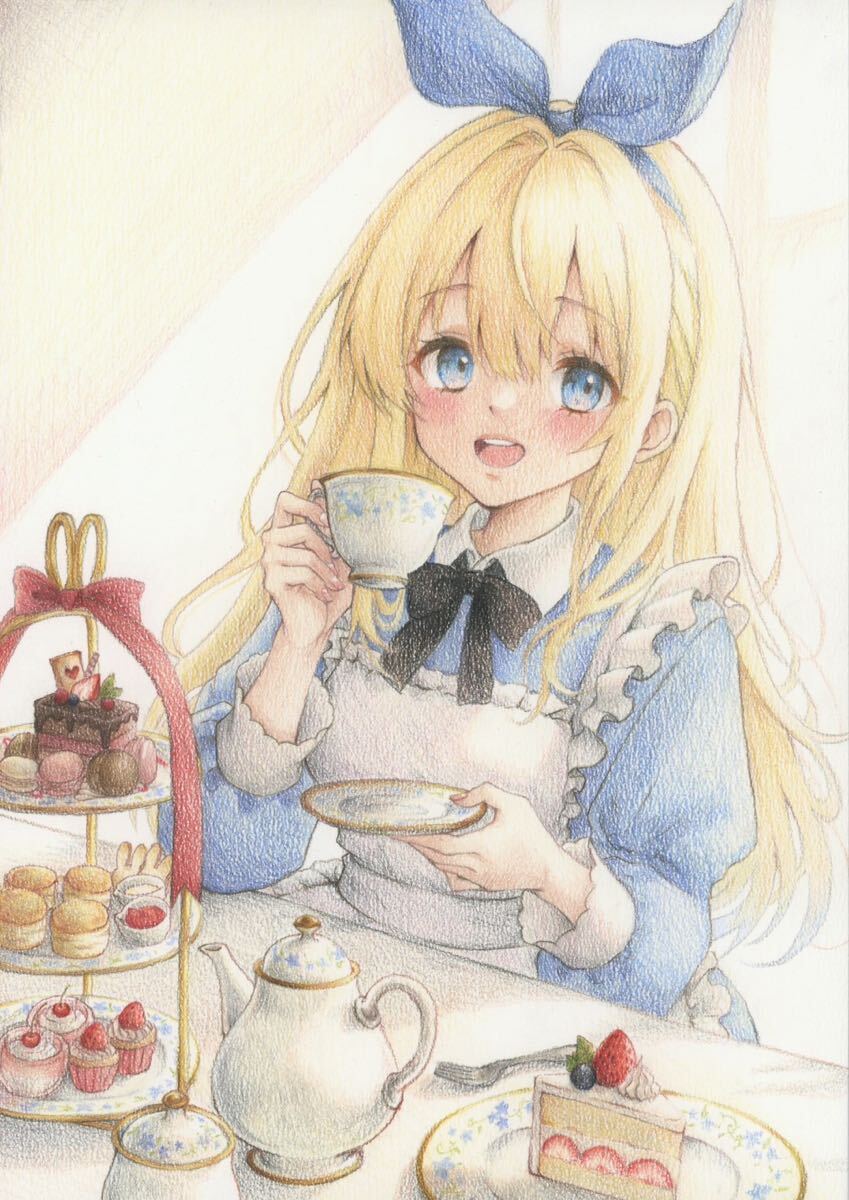 原画】A4 色鉛筆画 手描きイラスト 色鉛筆イラスト アナログイラスト