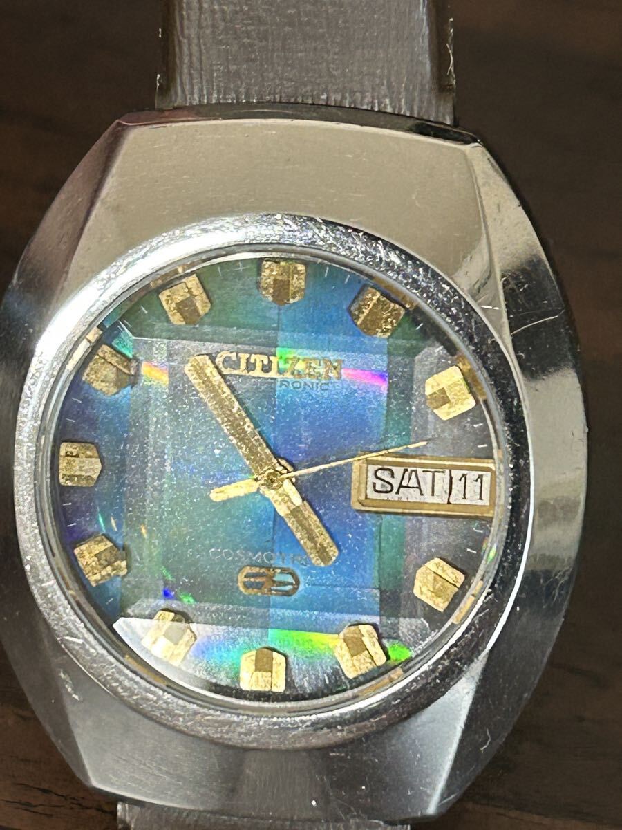 メンズ CITIZEN コスモトロン グラデーション文字盤 電子時計 稼働品