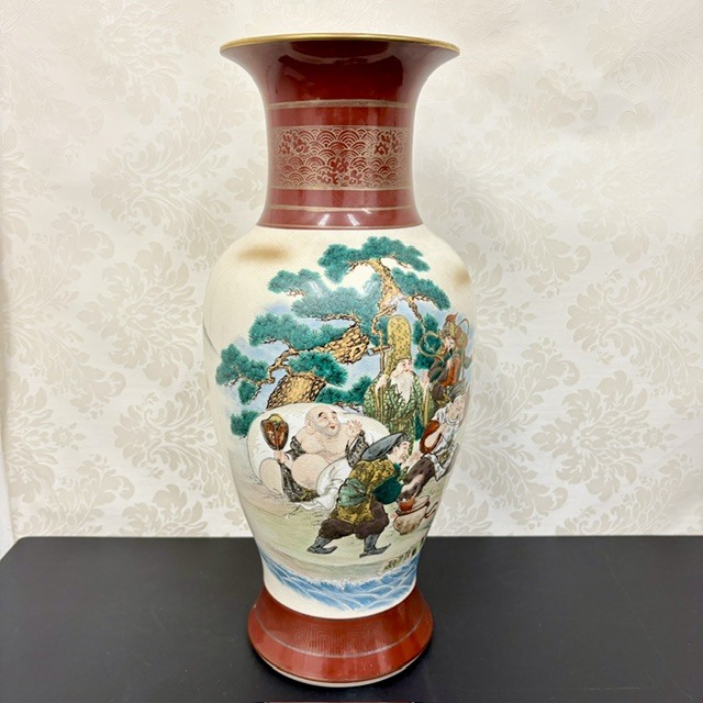 工芸品 陶器 花瓶 貫入 梅の絵 華道具 花器 壺 インテリア 華道具 壷